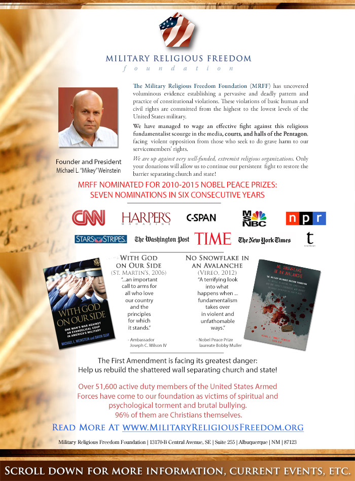 Mikey Weinstein one-page info sheet