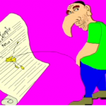 The clever title of this cartoon is “You’ve been exposed!”