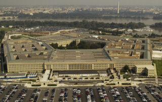Overhead aerial photo of the Pentagon building