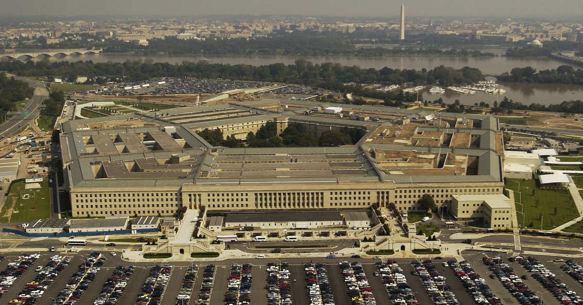 Overhead aerial photo of the Pentagon building
