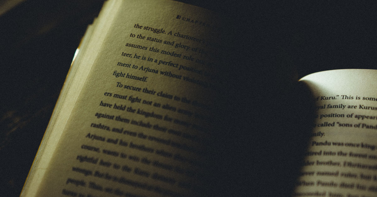 Closeup photo of Bhagavad Vita book