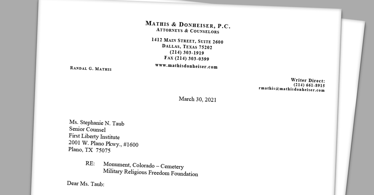 Randy Mathis 3-30-21 Letter to Stephanie Taub