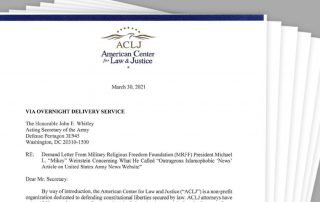 Seven page letter from Trump's lawyer Jay Sekulow to Acting Secretary of the Army