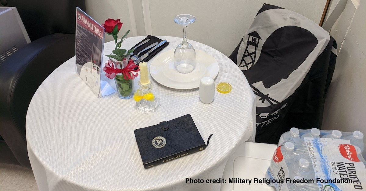 POW MIA table at Navy Operational Support Center Alameda California