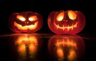 Two grinning jack-lanterns
