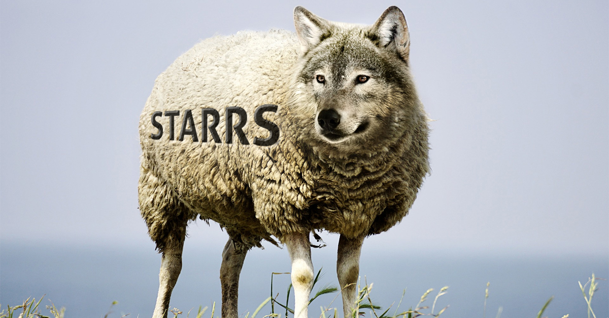 Wolf in sheep's clothing with STARRS branded on it.