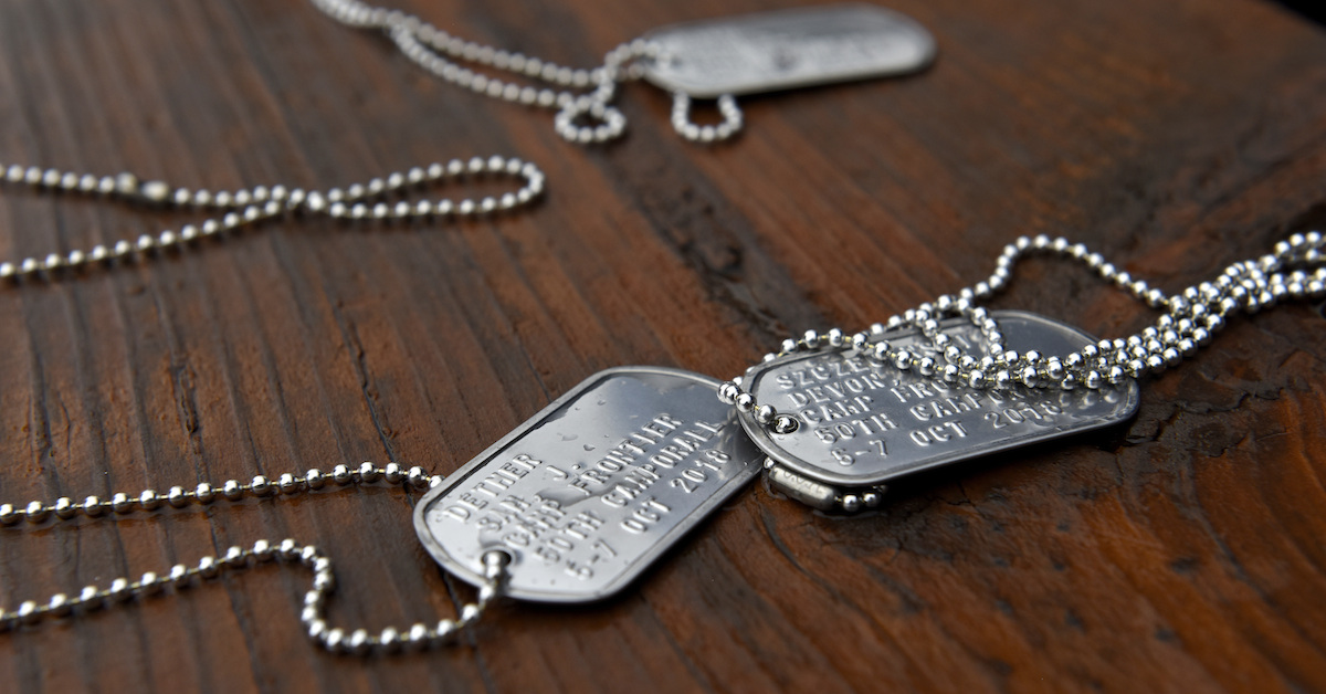 Camp Pioneer Camporall 2018 Military Dog tags