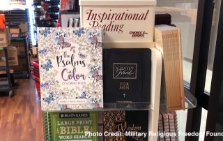 Christian book display in VA Patriot Store