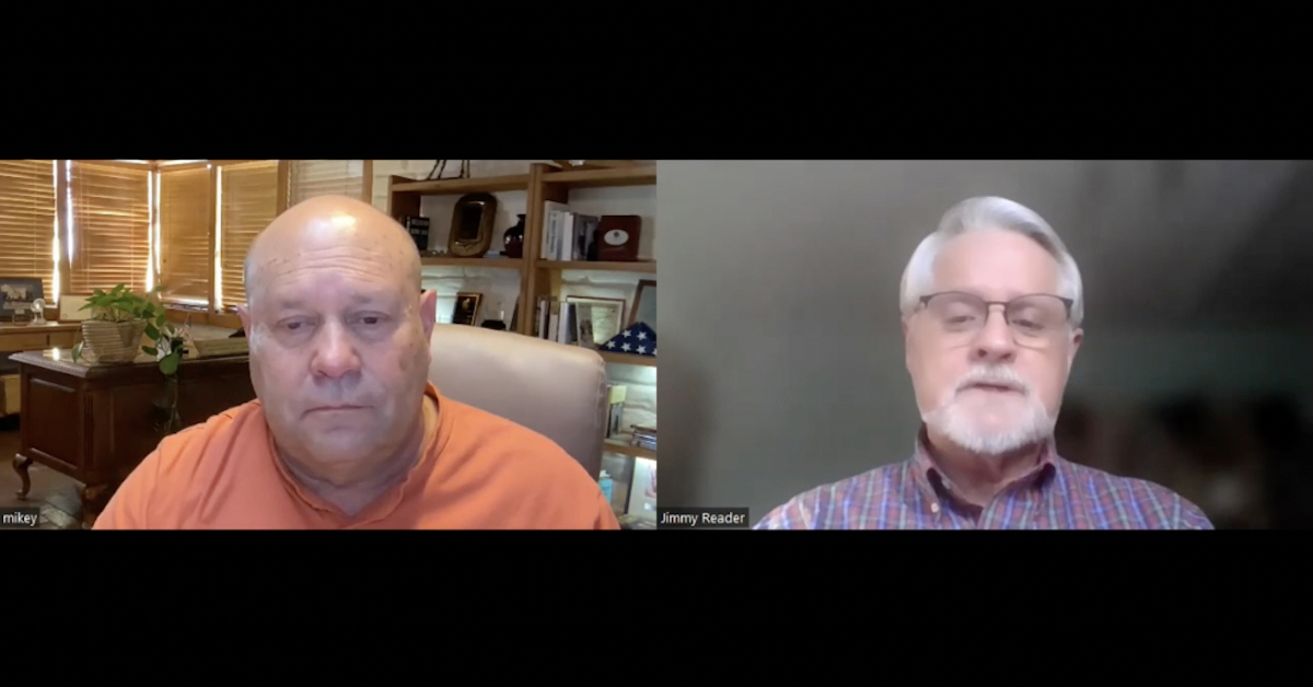 Screen shot of Mikey Weinstein and Jimmy Reader from video interview