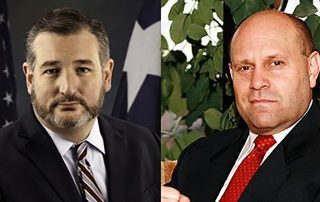 Split image of Ted Cruz and Mikey Weinstein