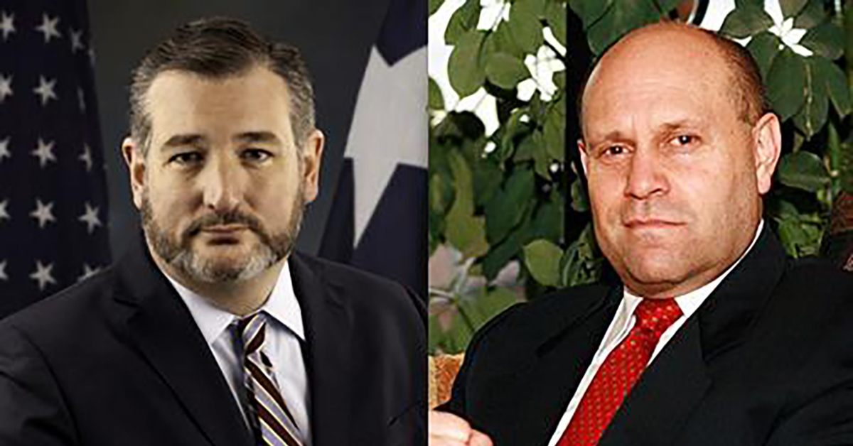 Split image of Ted Cruz and Mikey Weinstein