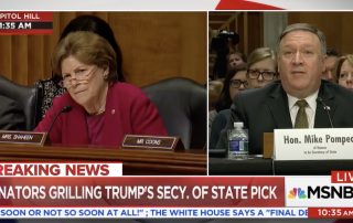Screen shot from video of Pompeo confirmation hearing