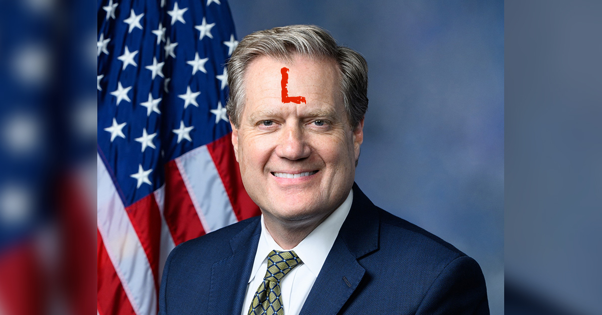 Representative Mike Turner with big red letter L on his forehead for loser