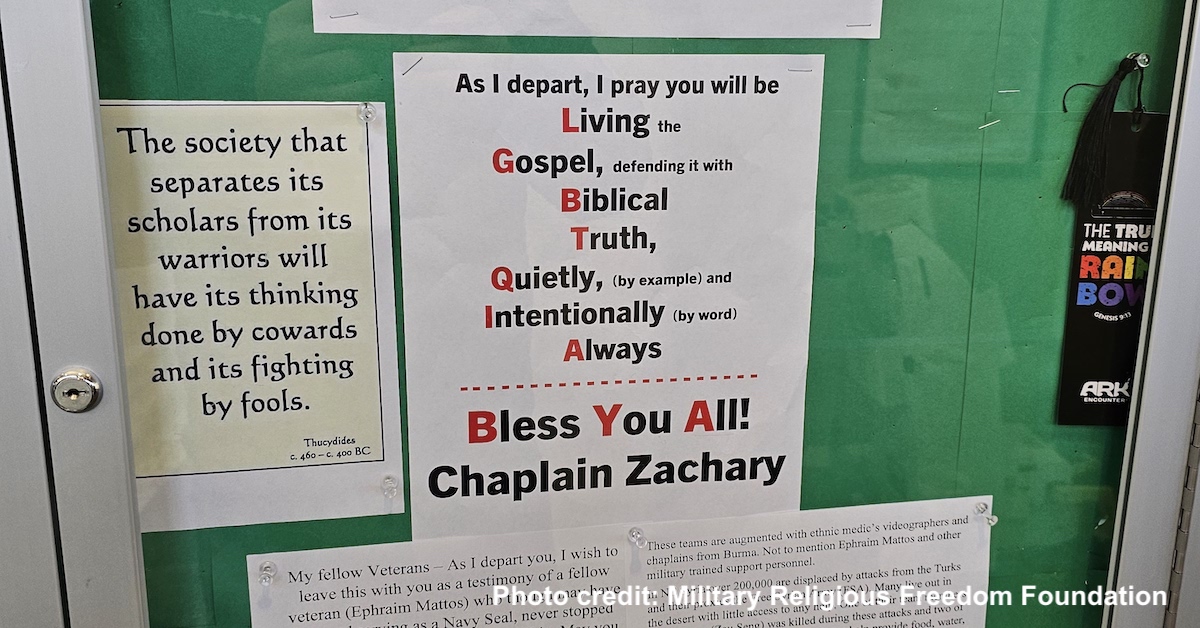 Chaplain's anti LGBTQ message in wall display box