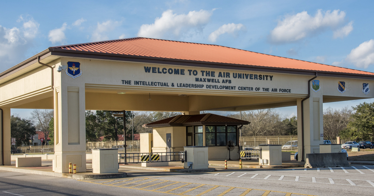 Air University gate at Maxwell Air Force Base