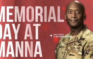 Manna church's promo image with General Brunson in uniform