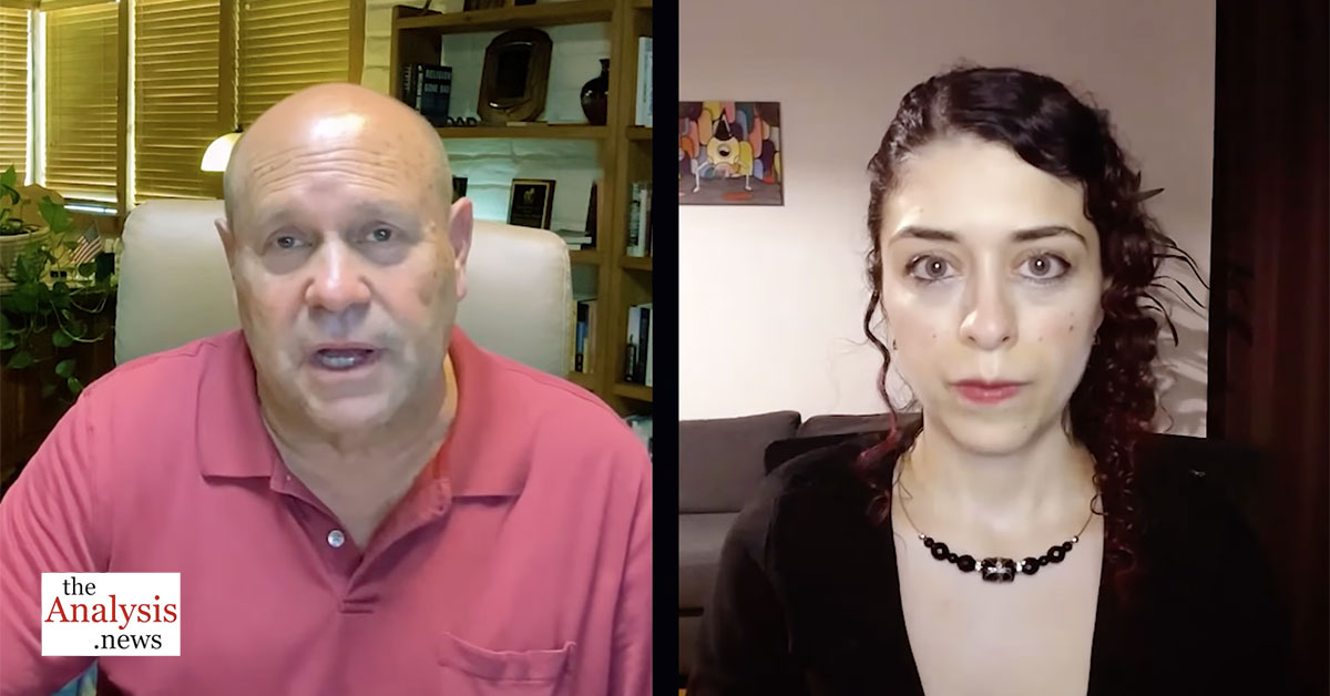 Analysis News Split Screen of Mikey Weinstein and host Talia Baroncelli