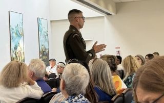 Lieutenant General Brian Eifler speaking in uniform at New Apostolic Reformation gathering