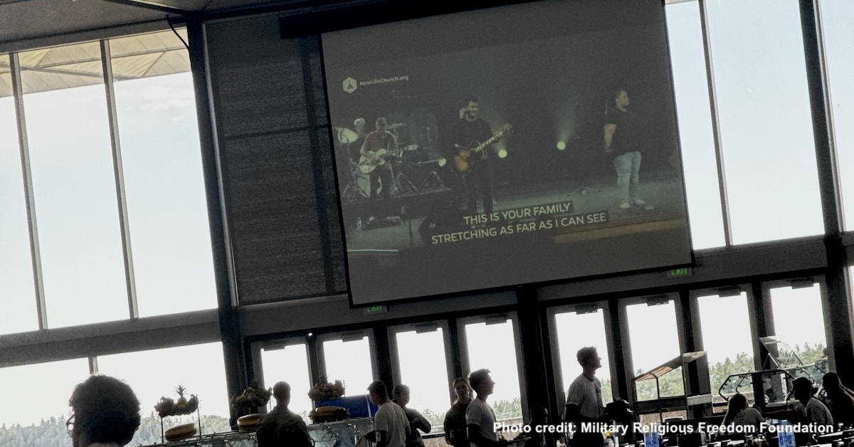 New-Life-USAFA-1200×628 New Life Church worship service playing on huge TV screen in Air Force Academy dining hall
