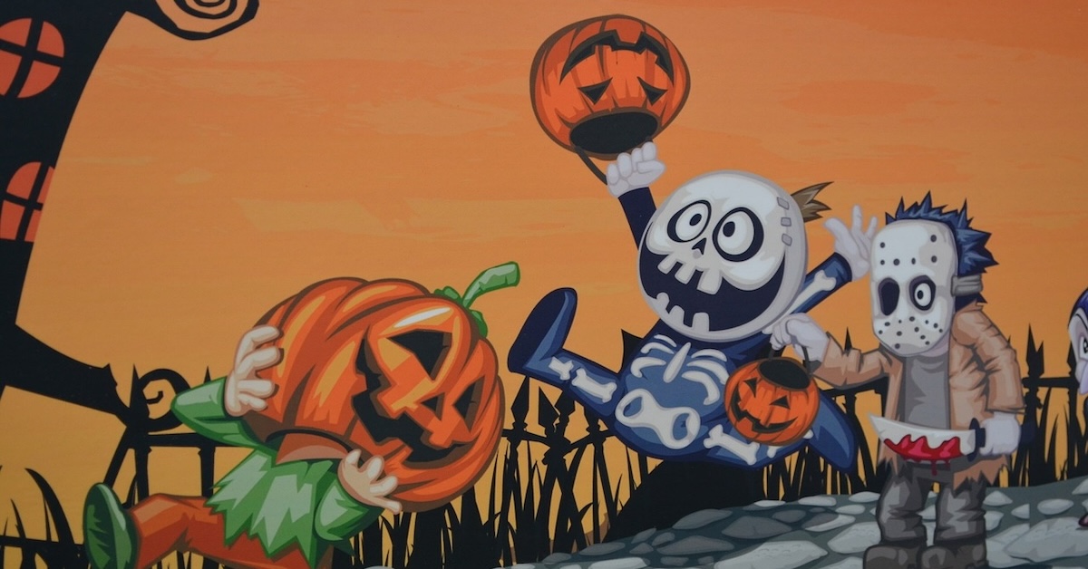 Cartoon of trick or treaters