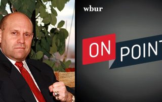 Mikey Weinstein headshot next to WBUR On Point podcast logo