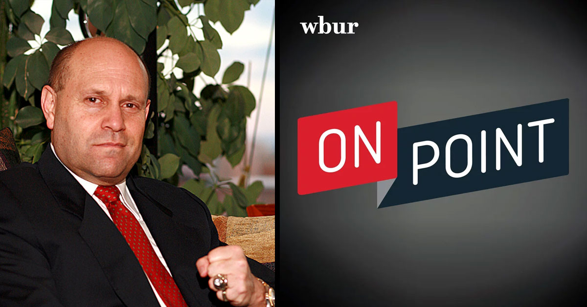 Mikey Weinstein headshot next to WBUR On Point podcast logo