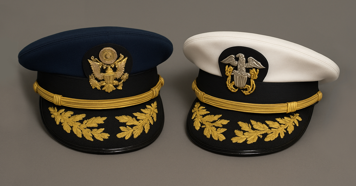 U.S military general and admiral hats side by side