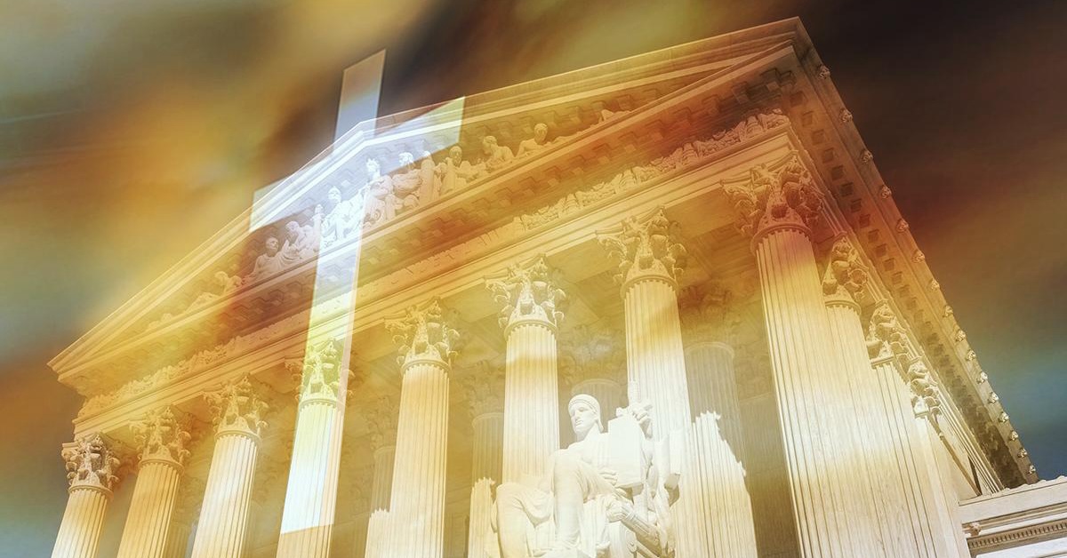 Supreme Court Building with Christian Cross superimposed on it