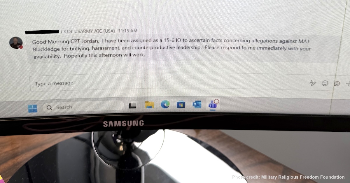 Jordan-message Photo of Captain Jordan's computer with message on screen saying the investigation has been reopened