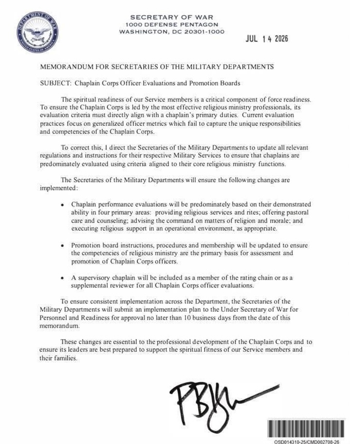 Image of the actual Defense Department memorandum described in the email