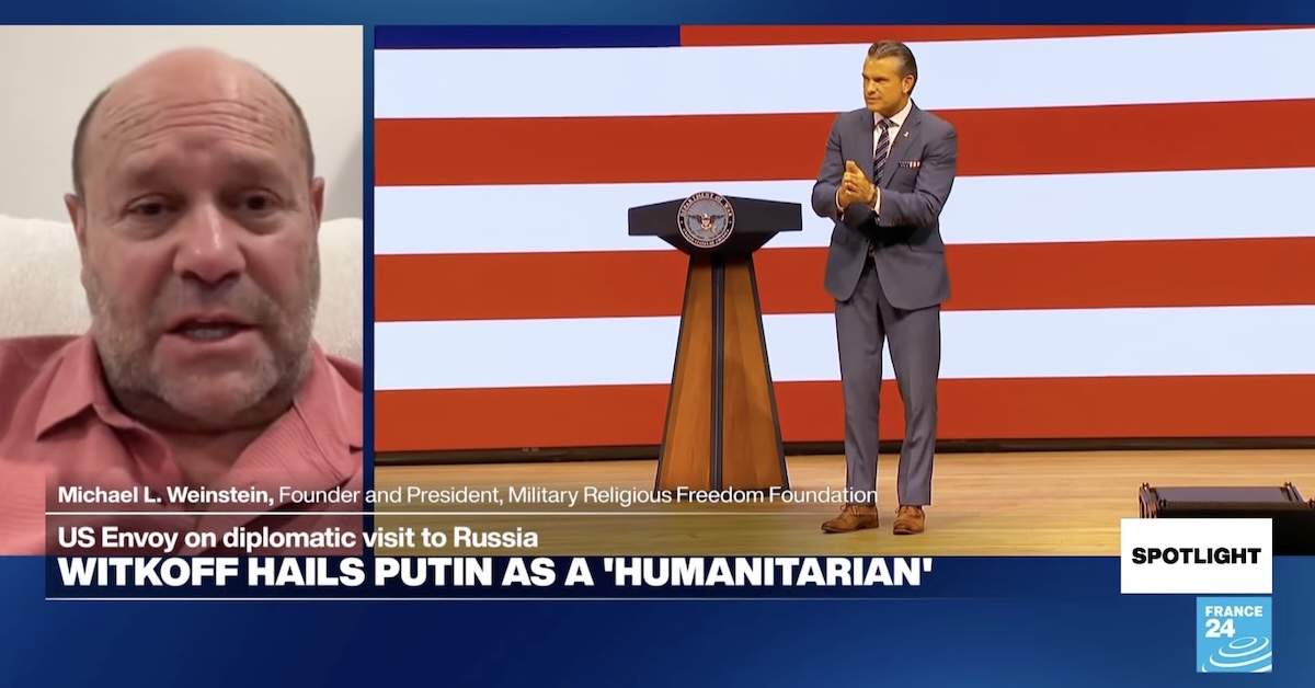 Screenshot of Mikey Weinstein on FRANCE 24